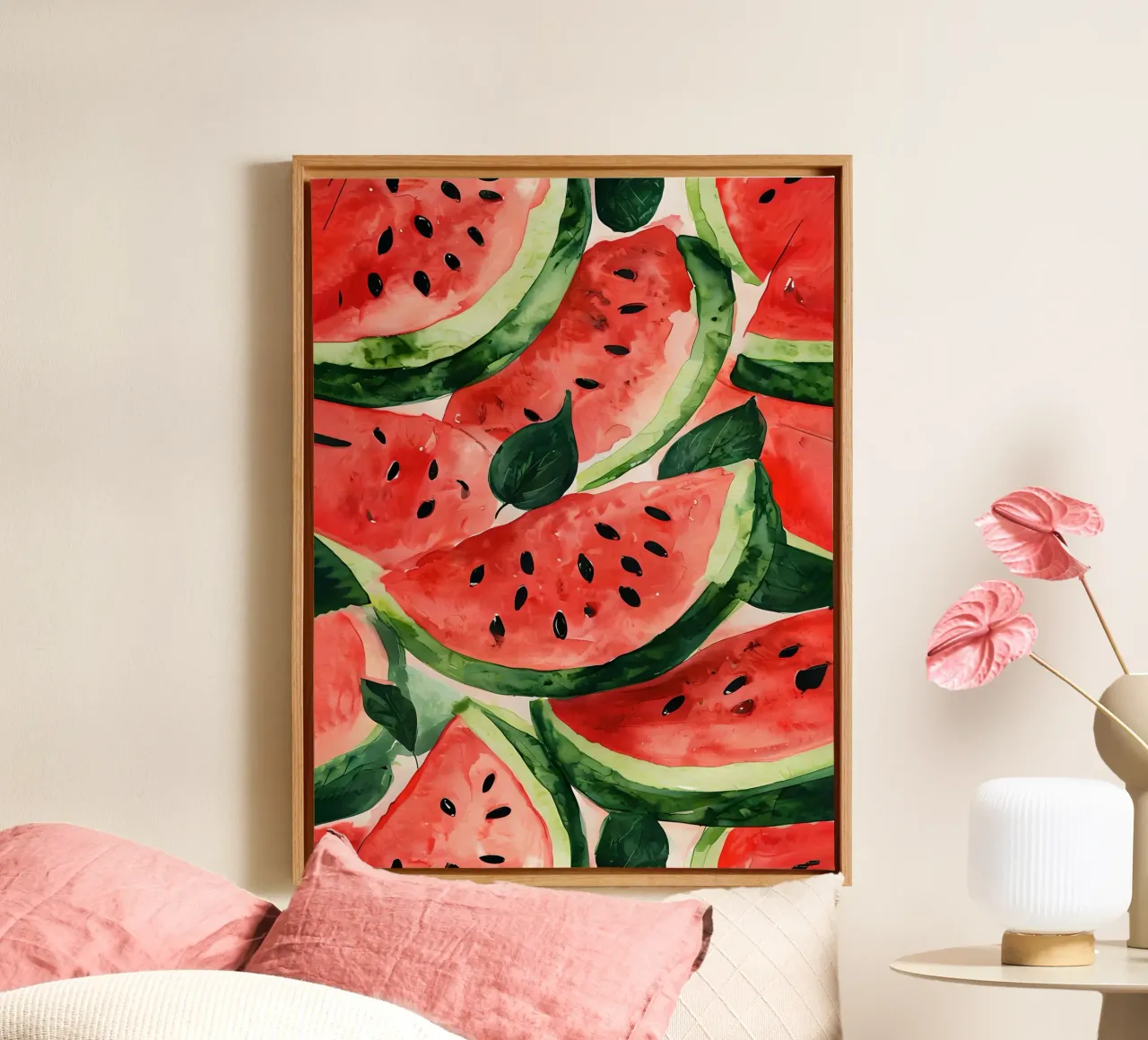 Modello a fette di anguria acquerellato tela con Cornice a cassetta da 🎨 Point and Art