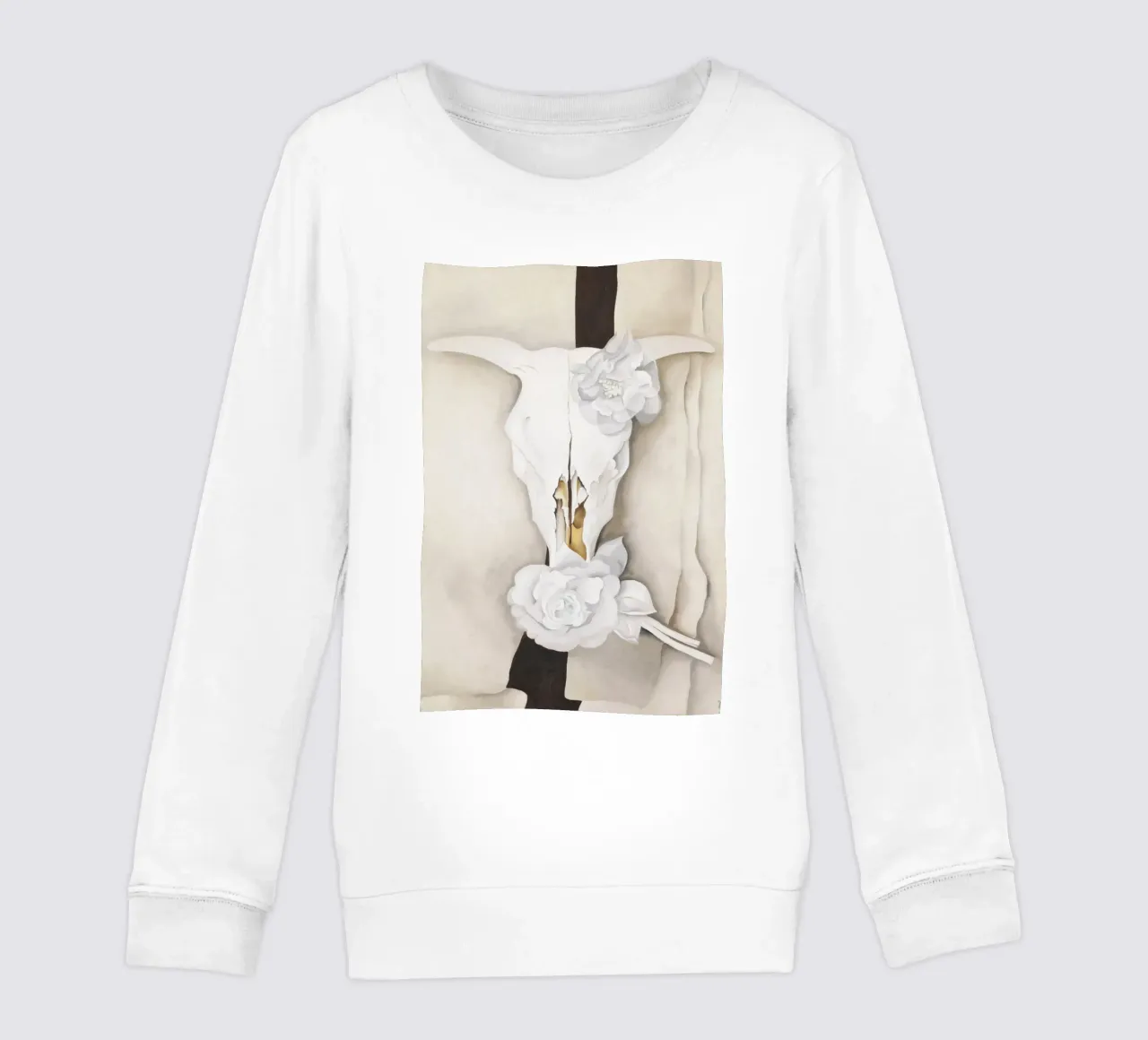 Teschio di mucca con rose di Calico di Georgia O'Keeffe felpa bambino da Classic Art Prints