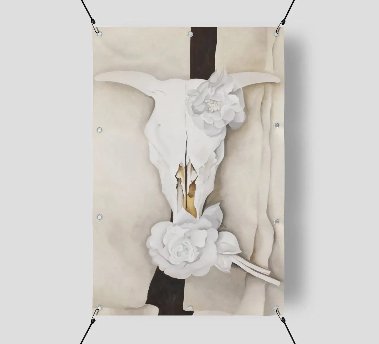 Teschio di mucca con rose di Calico di Georgia O'Keeffe telo in pvc da Classic Art Prints