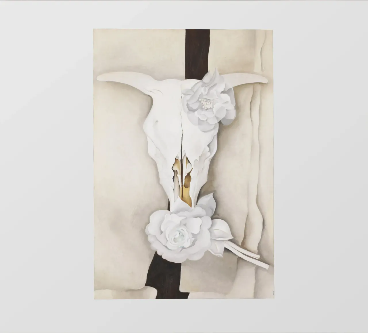 Teschio di mucca con rose di Calico di Georgia O'Keeffe telo in pvc da Classic Art Prints