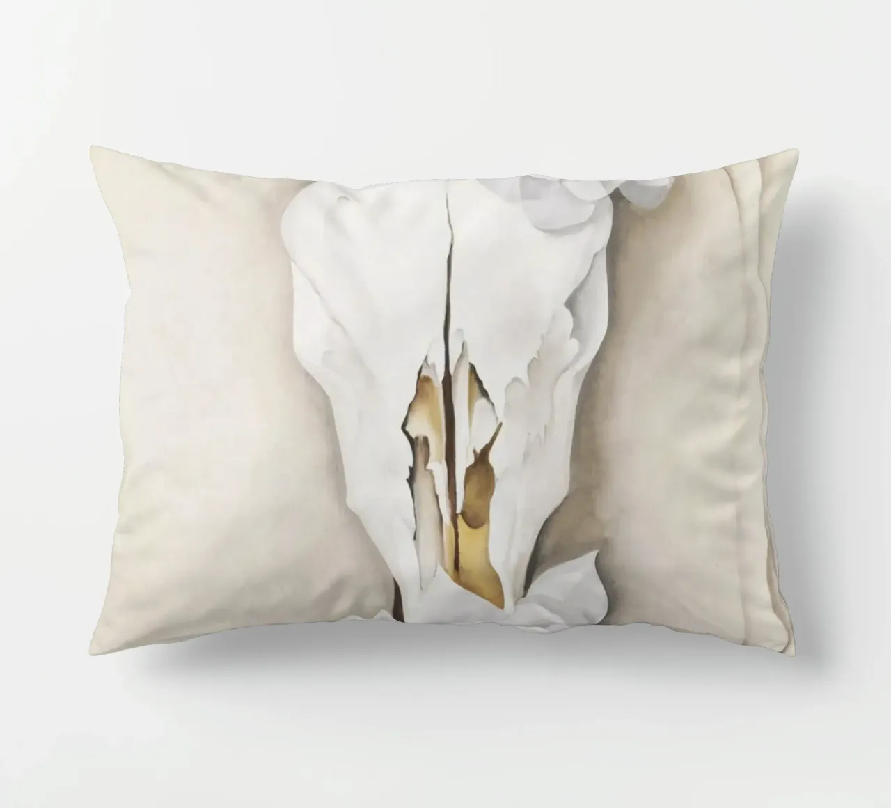 Teschio di mucca con rose di Calico di Georgia O'Keeffe cuscino da Classic Art Prints
