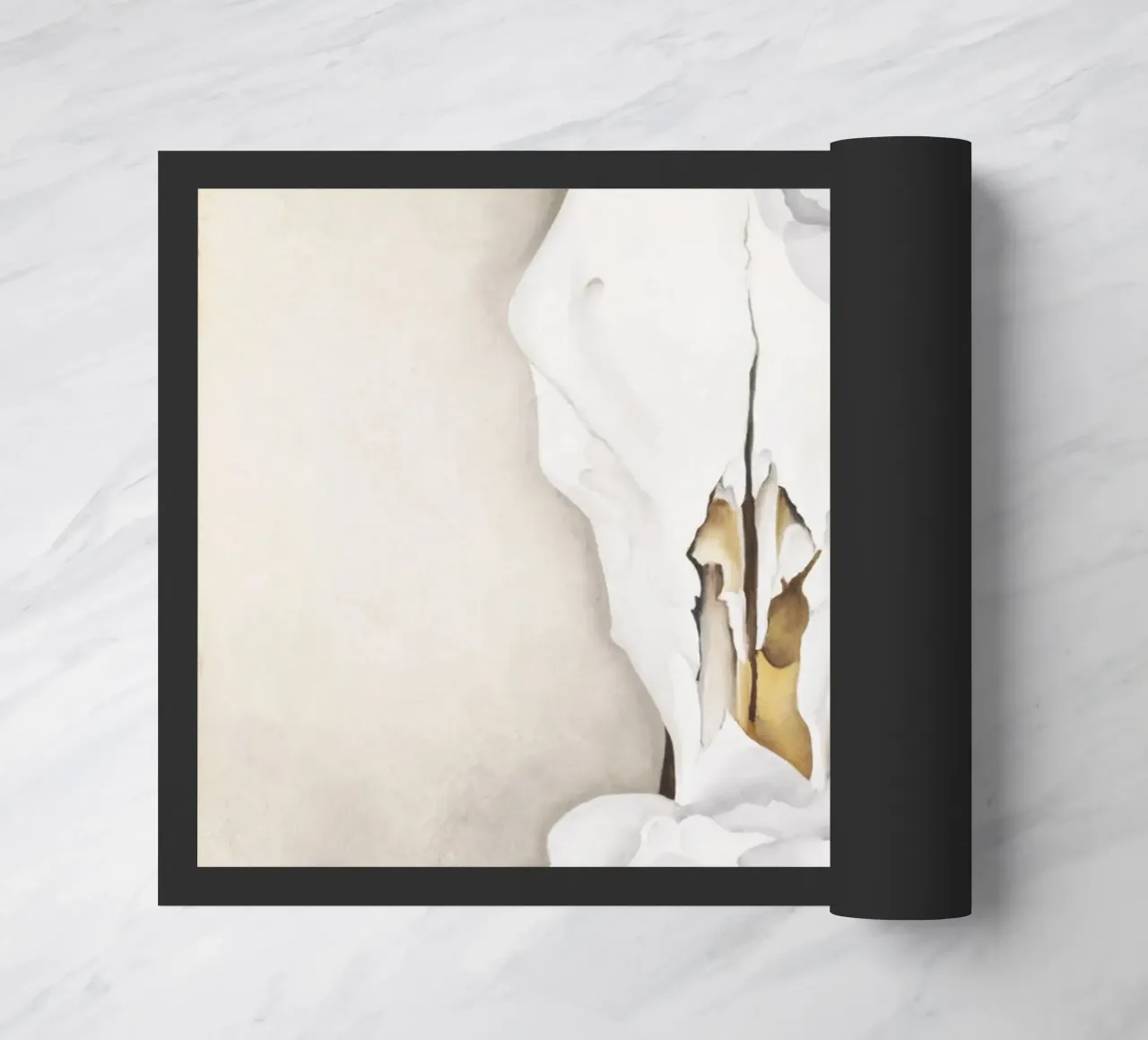 Teschio di mucca con rose di Calico di Georgia O'Keeffe zerbino da Classic Art Prints