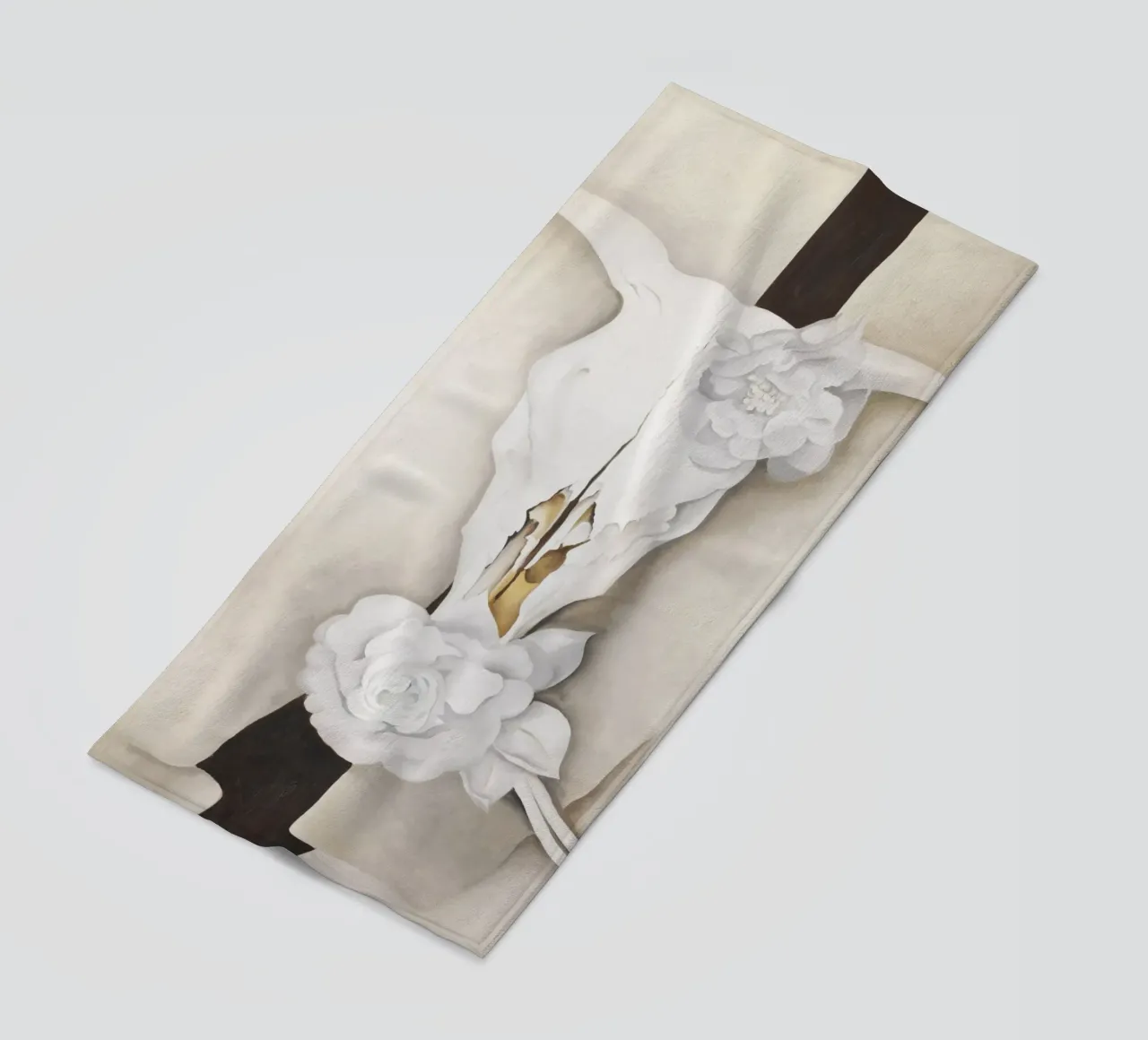 Cow’s Skull with Calico Roses by Georgia O’Keeffe beach towel by Classic Art Prints