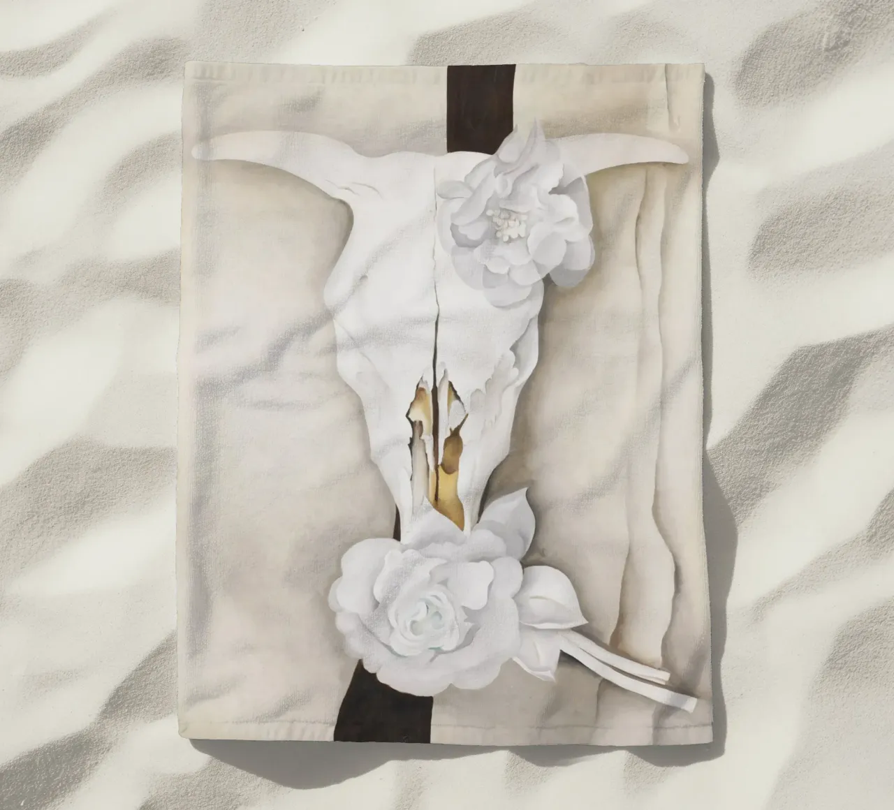 Cow’s Skull with Calico Roses by Georgia O’Keeffe beach towel by Classic Art Prints