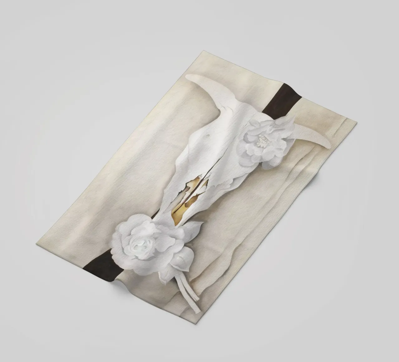 Cow’s Skull with Calico Roses by Georgia O’Keeffe beach towel by Classic Art Prints