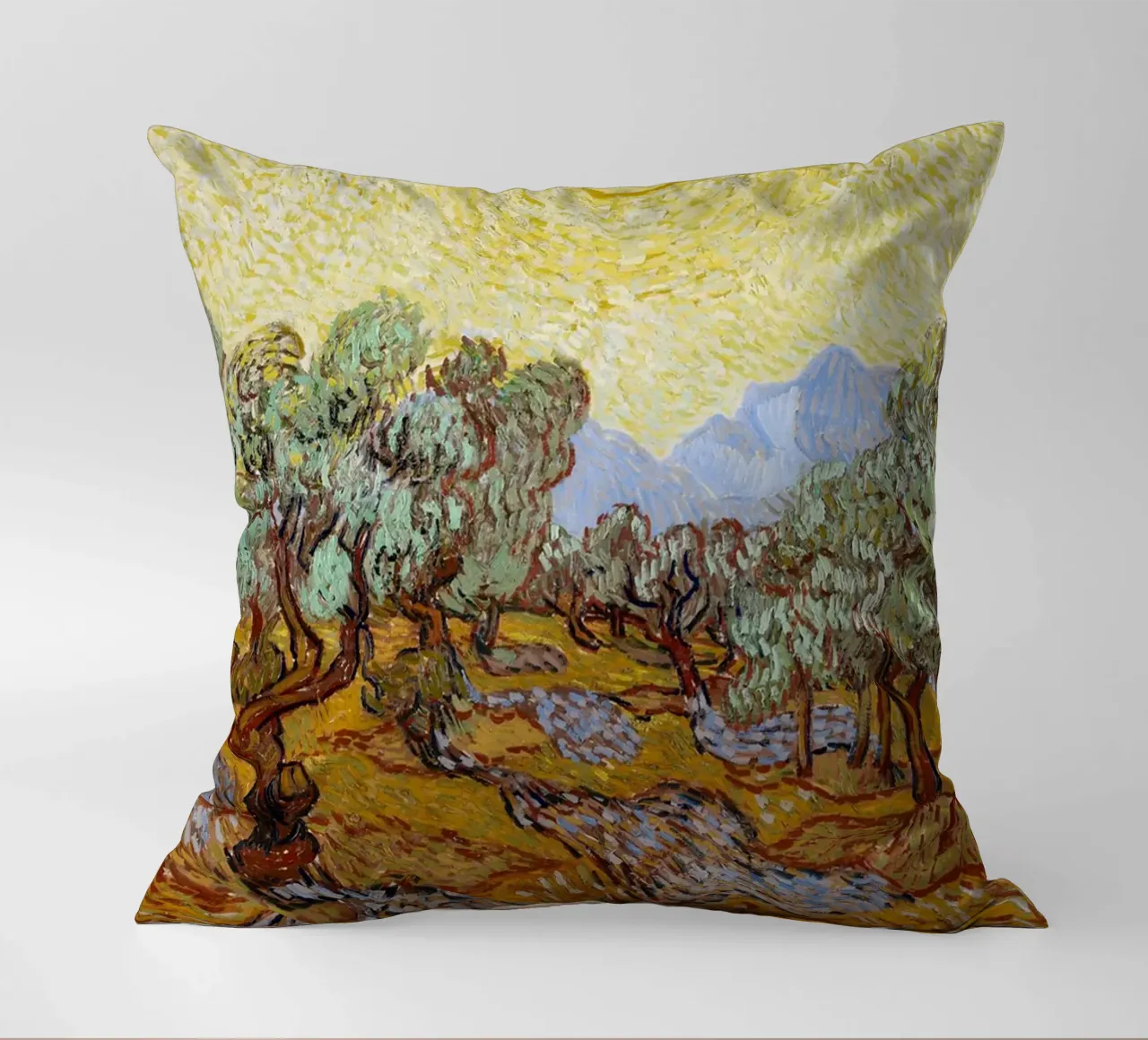 Olive Trees with the Alpilles in the Background 1889 decorative cushion by ValerieArt