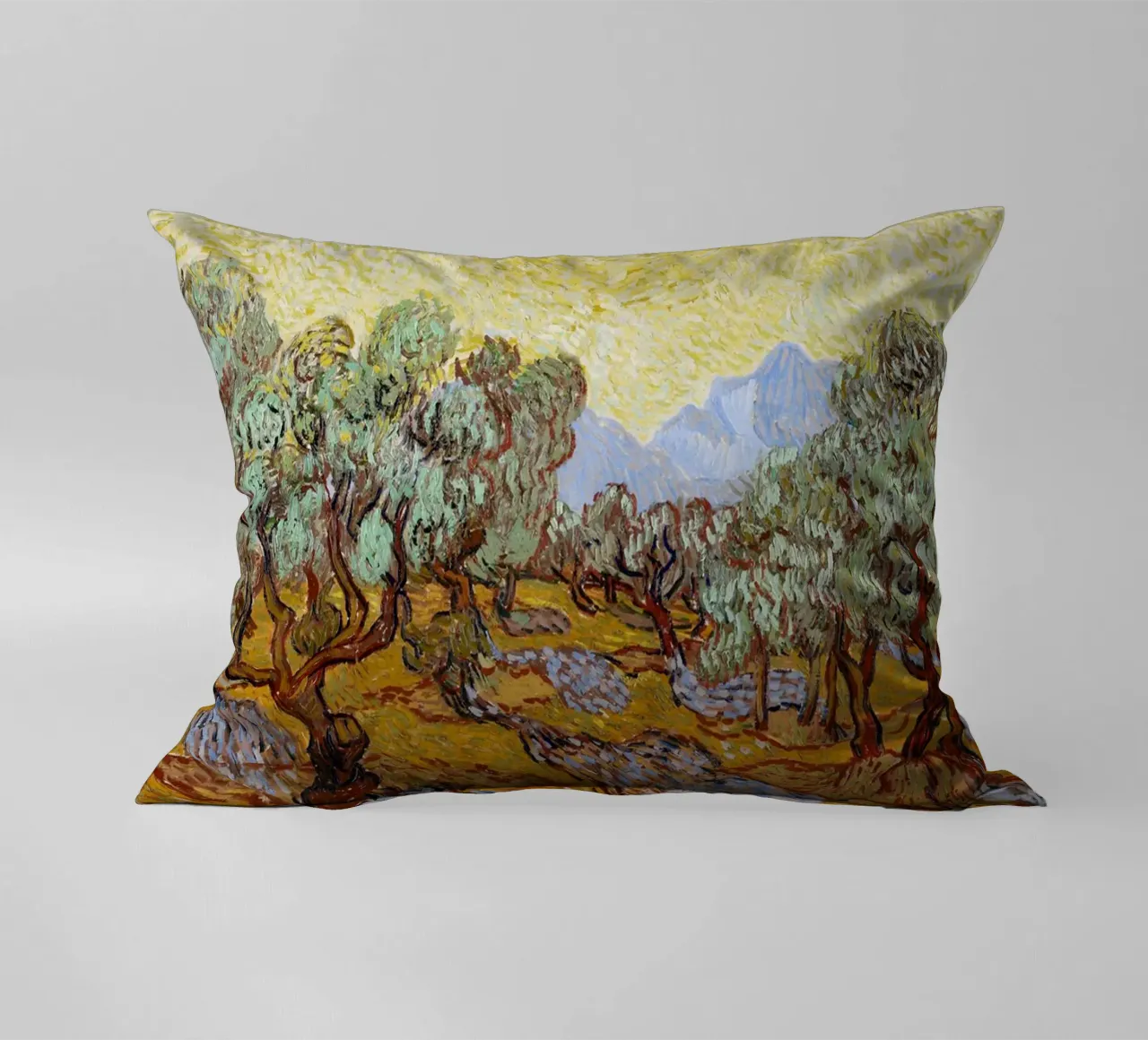 Olive Trees with the Alpilles in the Background 1889 decorative cushion by ValerieArt