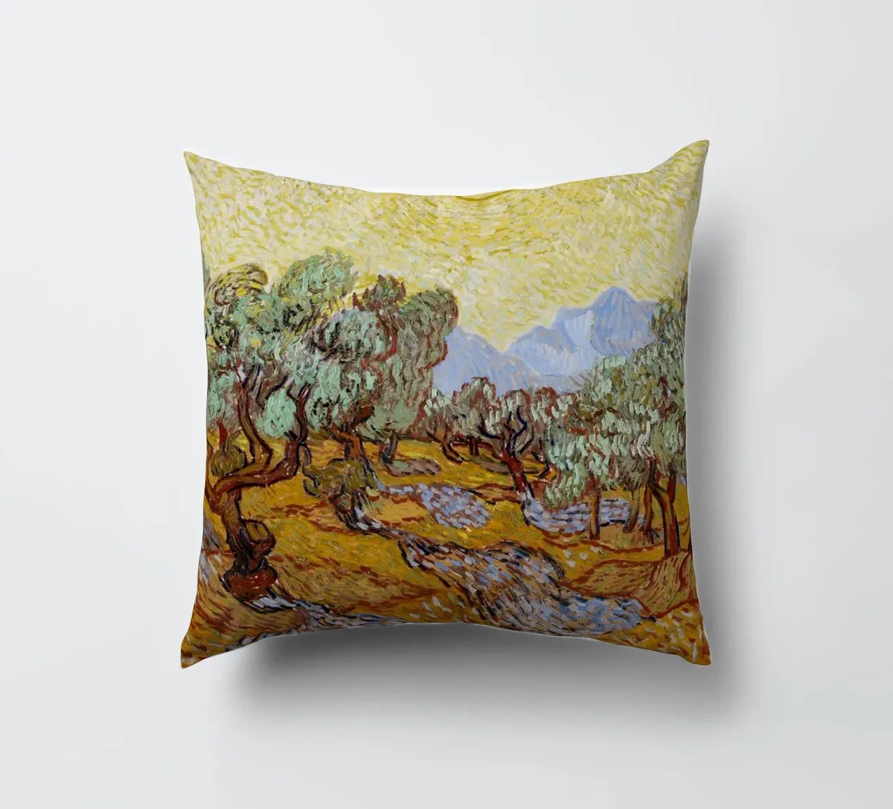 Olive Trees with the Alpilles in the Background 1889 decorative cushion by ValerieArt