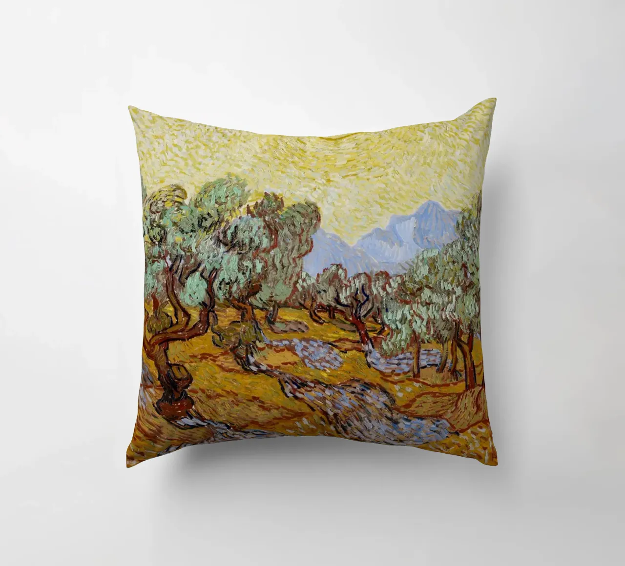 Olive Trees with the Alpilles in the Background 1889 decorative cushion by ValerieArt
