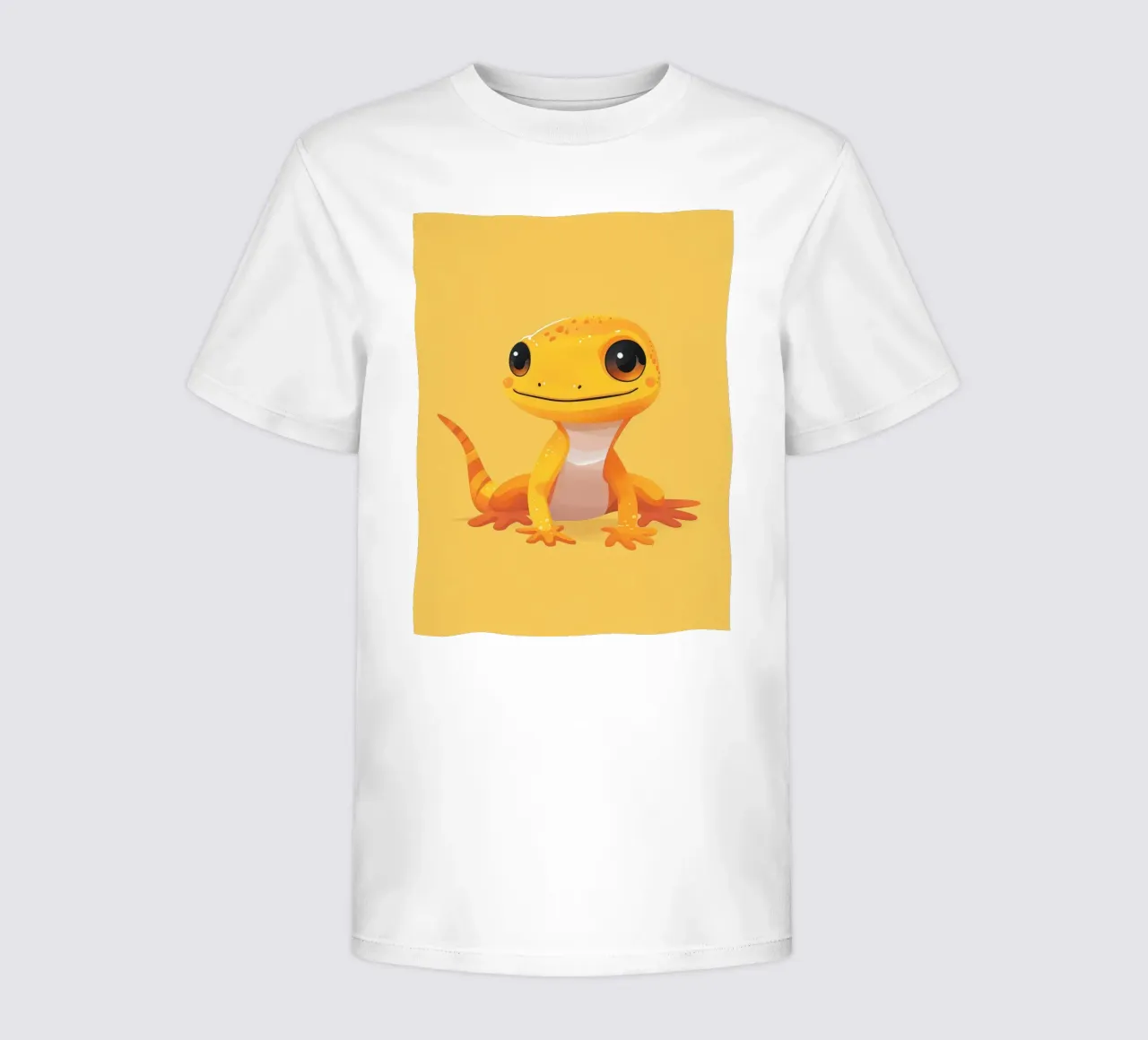 Cute cartoon gecko character with bright colors and friendly kids t-shirt by DesignDoodle