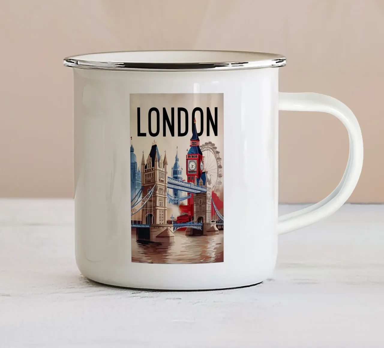 Attrazioni di Londra tazza in smalto da Verna