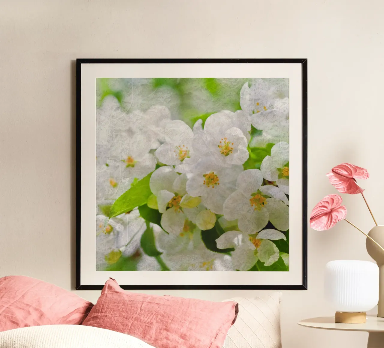 Il respiro di Sakura poster con telaio in legno da Bold Blooms