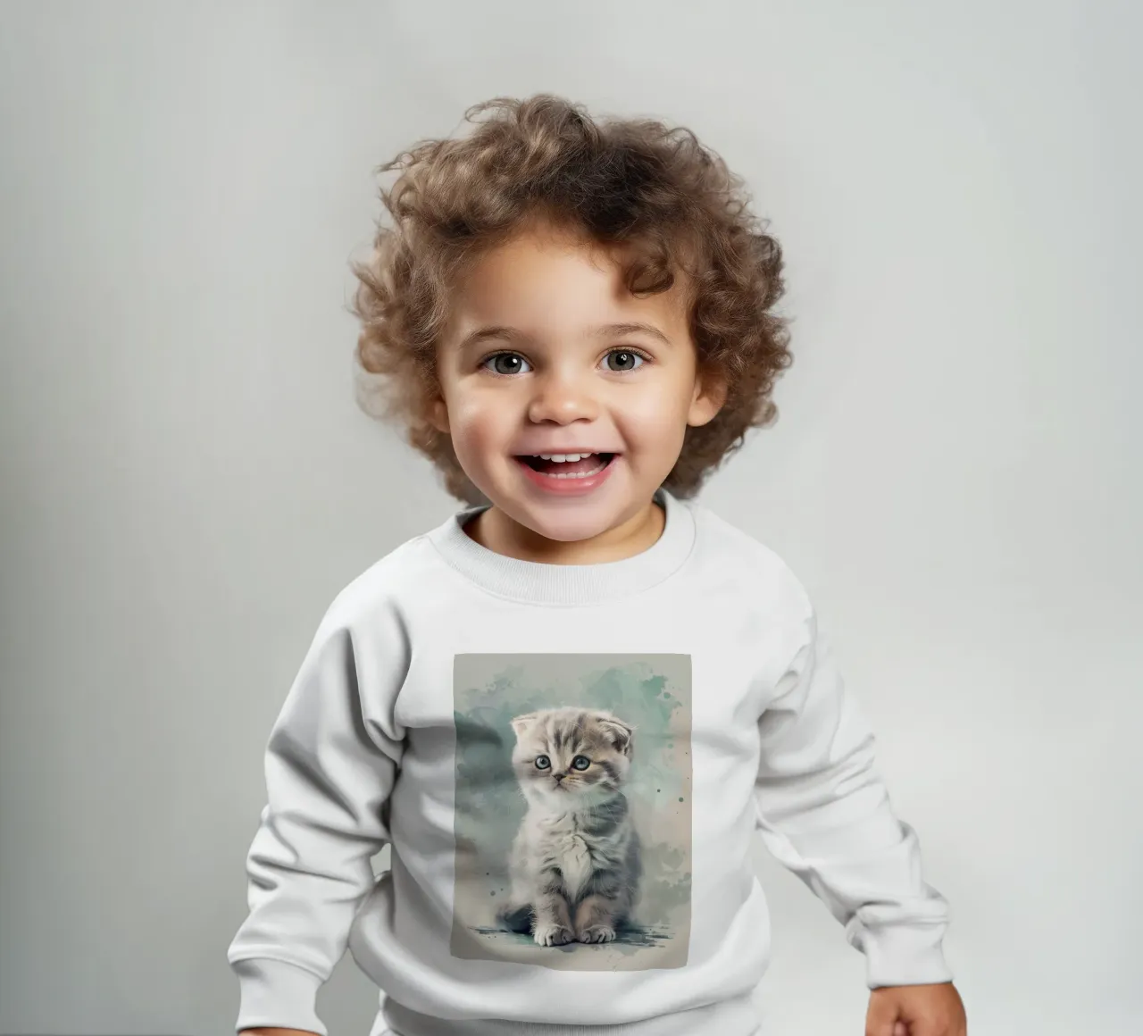 Mignon chaton duveteux assis calmement sur une surface douce sweat pour bébé de DesignDoodle