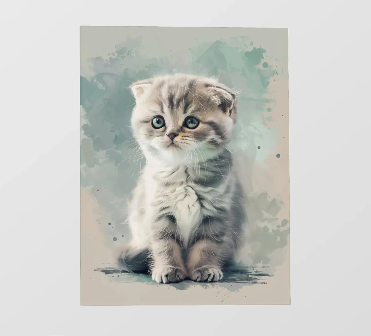 Mignon chaton duveteux assis calmement sur une surface douce papier peint photo de DesignDoodle