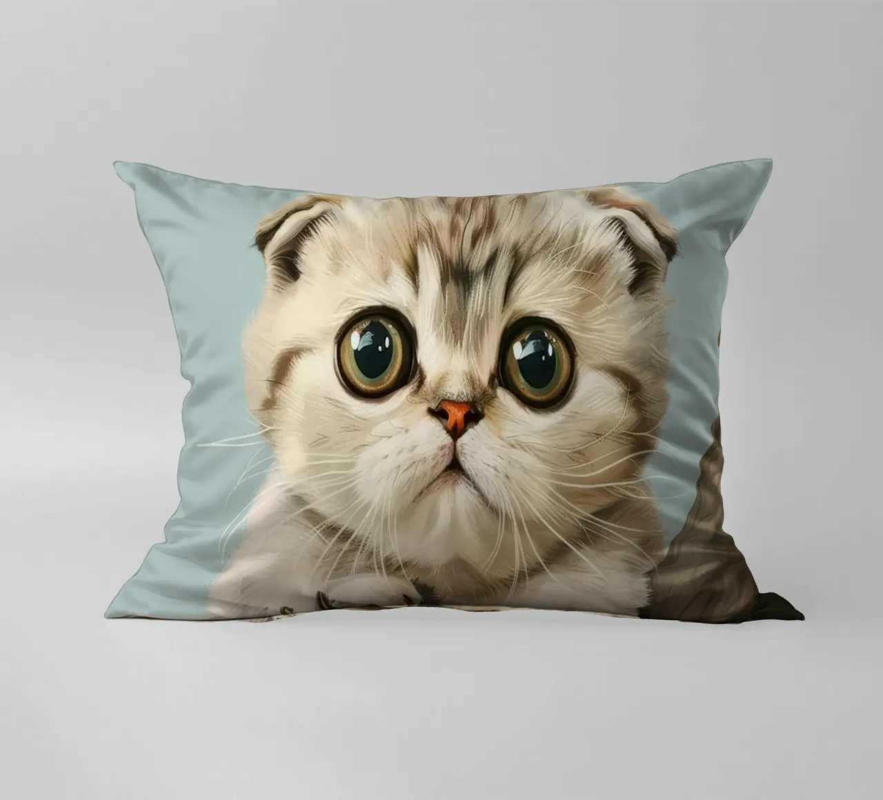 Tenero gattino con occhi luminosi che si arrampica su un ramo in primavera cuscino da DesignDoodle