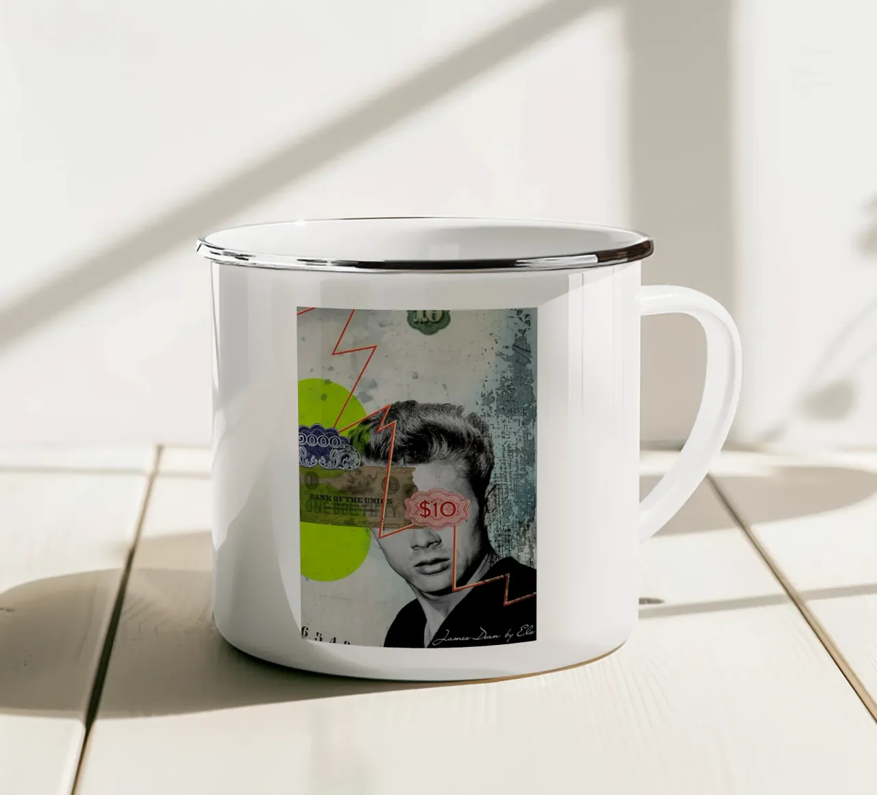 Public Figures: James Dean taza de esmalte de Elo Marc
