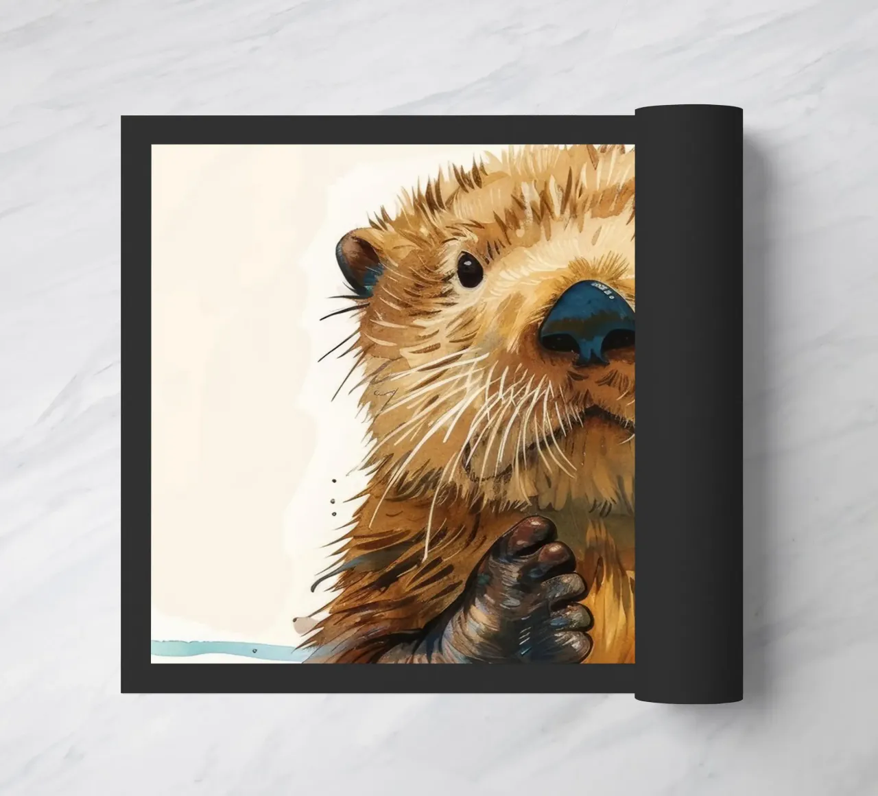 Simpática nutria flotando en el agua con las patas levantadas felpudo de DesignDoodle