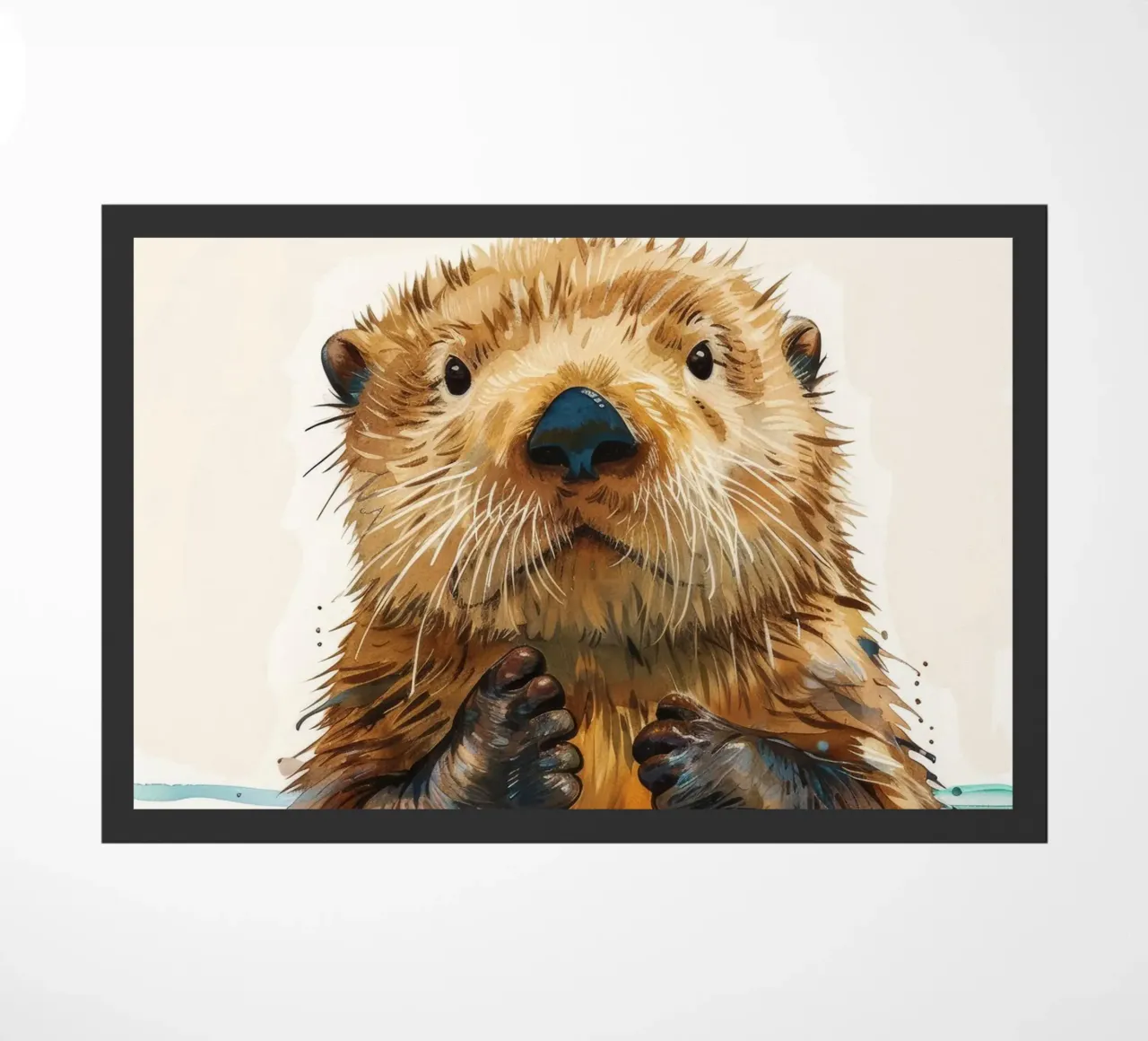 Simpática nutria flotando en el agua con las patas levantadas felpudo de DesignDoodle