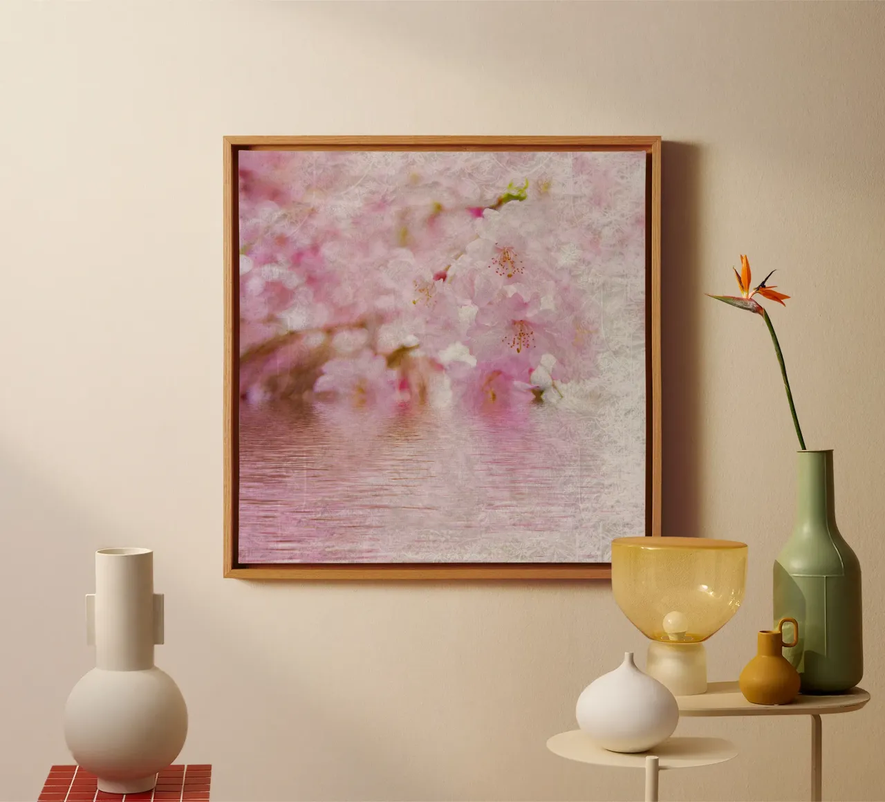 Breath of Sakura canvas with Floater frame by Bold Blooms