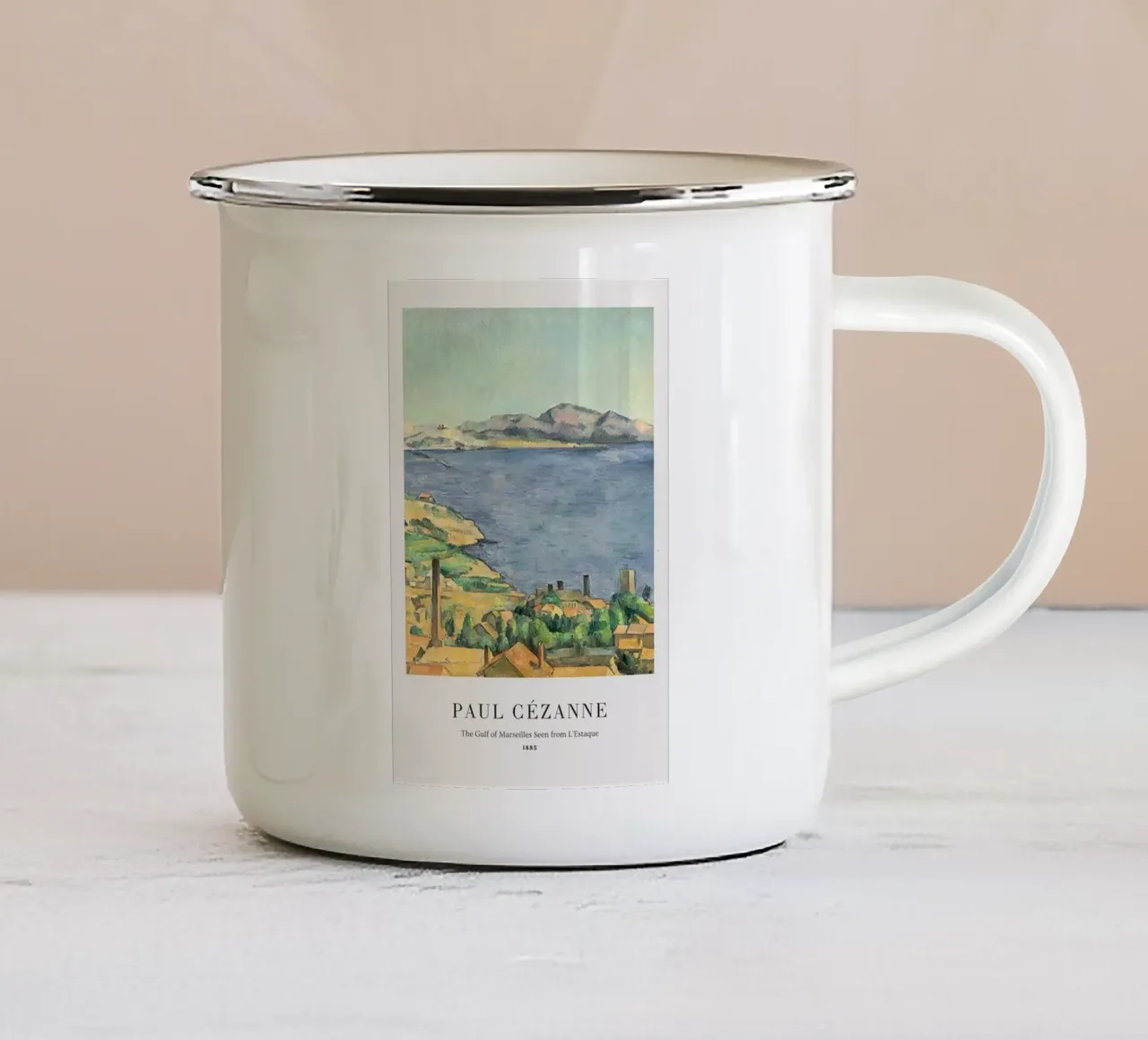 splendida vista sulla costa tazza in smalto da rewin shop