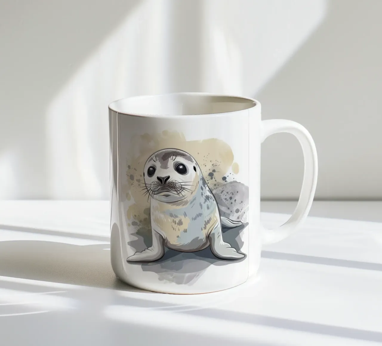 Illustrazione di una simpatica foca in posa giocosa tazza in ceramica da DesignDoodle