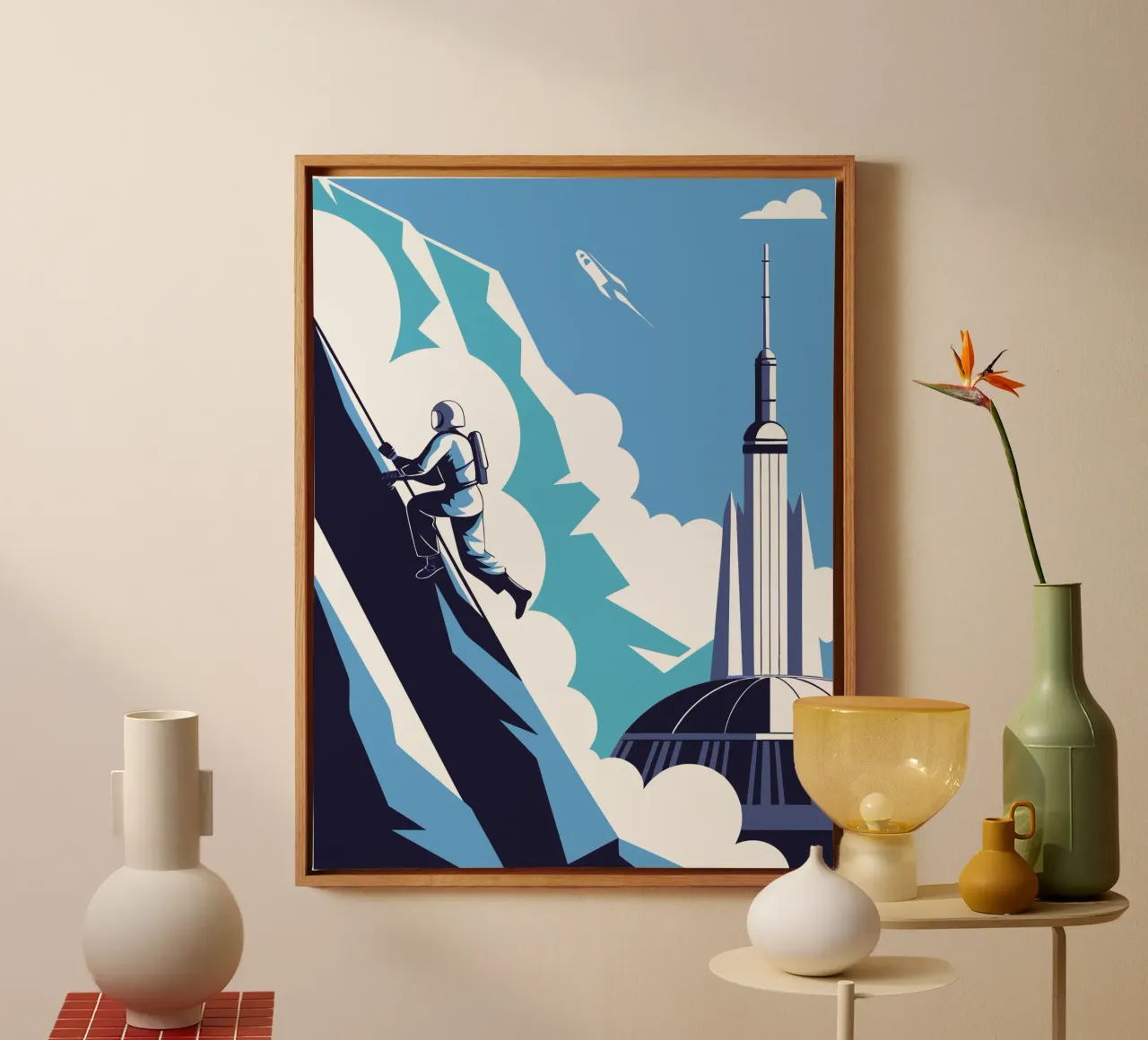Climbing the Mountain Cliff canvas with Floater frame by STORE PRESENCE