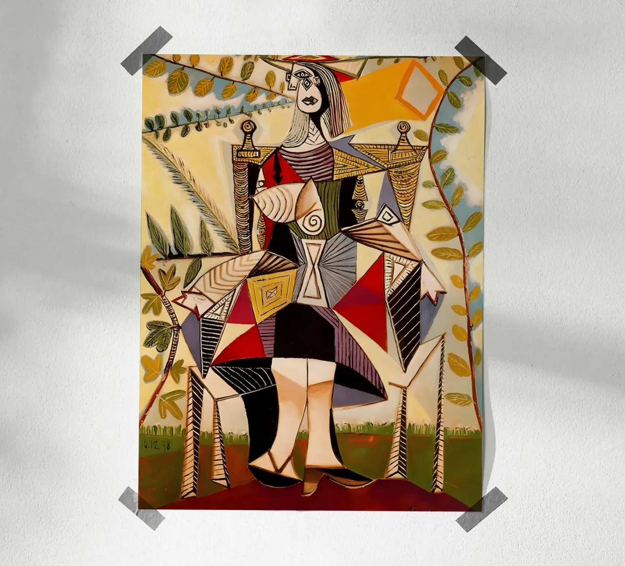 Picasso Dora Maar Seated Cubist Portrait Art Print poster by homdeco