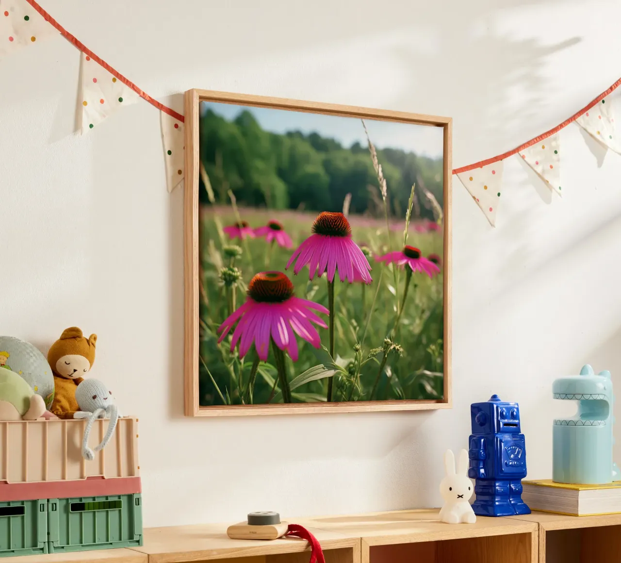 Fluisterweide canvas met Baklijst van Bold Blooms