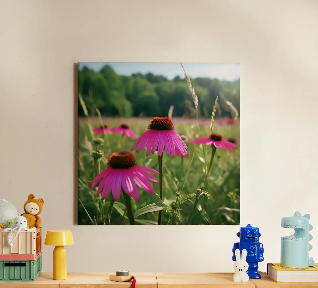 Fluisterweide canvas met Baklijst van Bold Blooms