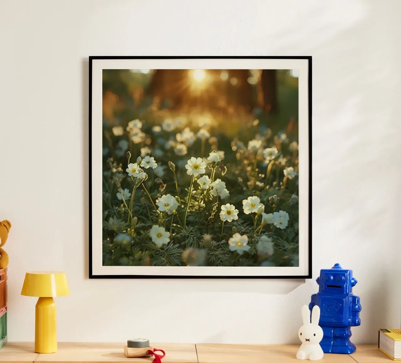 Sussurri del prato poster con telaio in alluminio da Bold Blooms