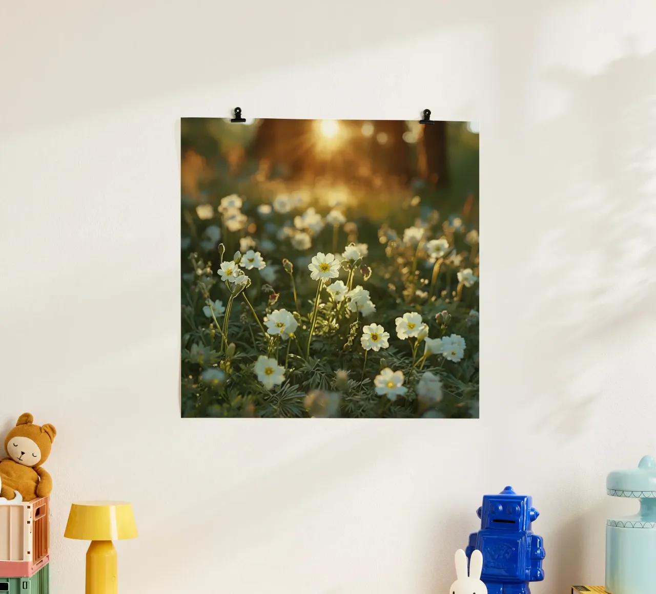 Sussurri del prato poster con telaio in alluminio da Bold Blooms