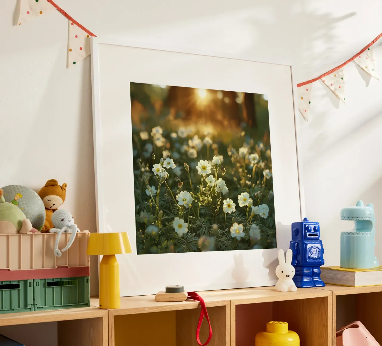 Sussurri del prato poster con telaio in alluminio da Bold Blooms