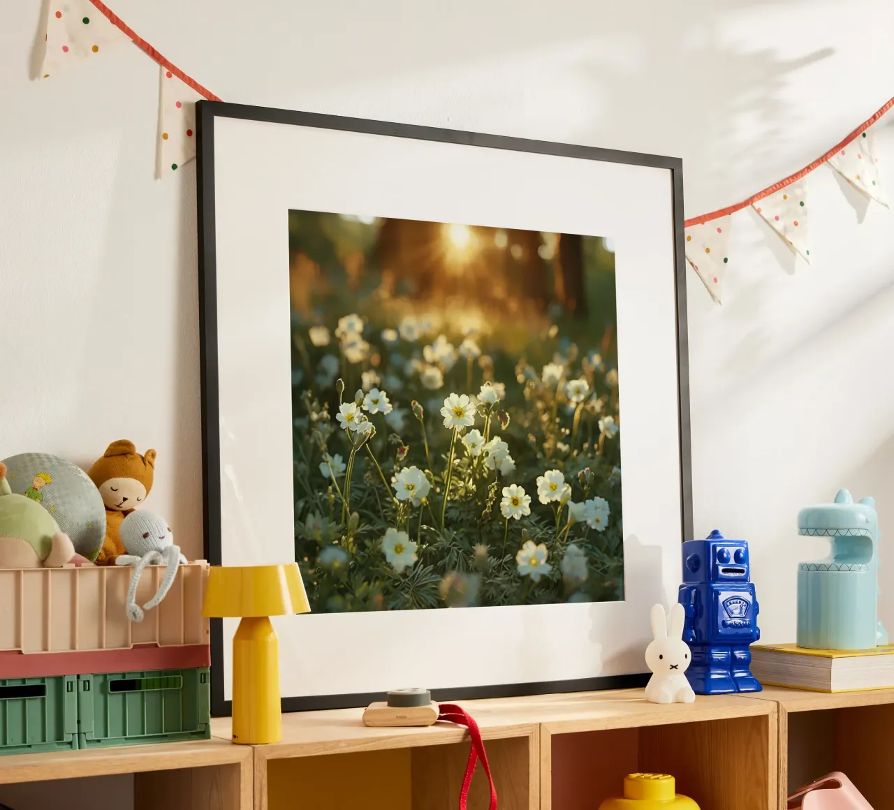 Sussurri del prato poster con telaio in alluminio da Bold Blooms