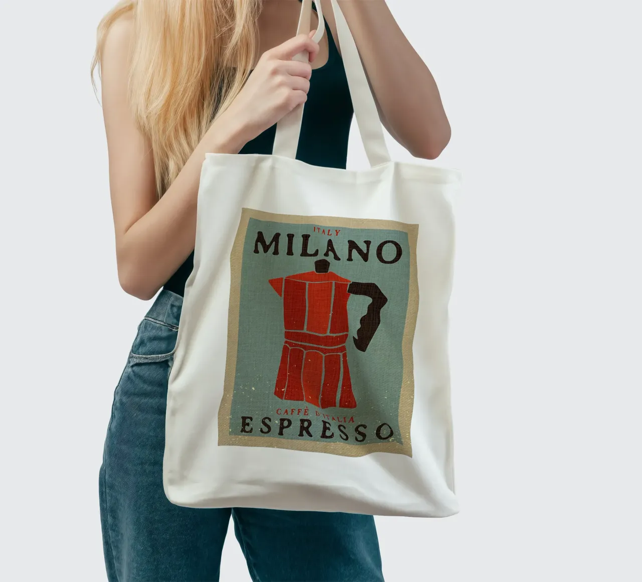 Milano Espresso Cafe borsa in juta da Providence Mbabazi Studio