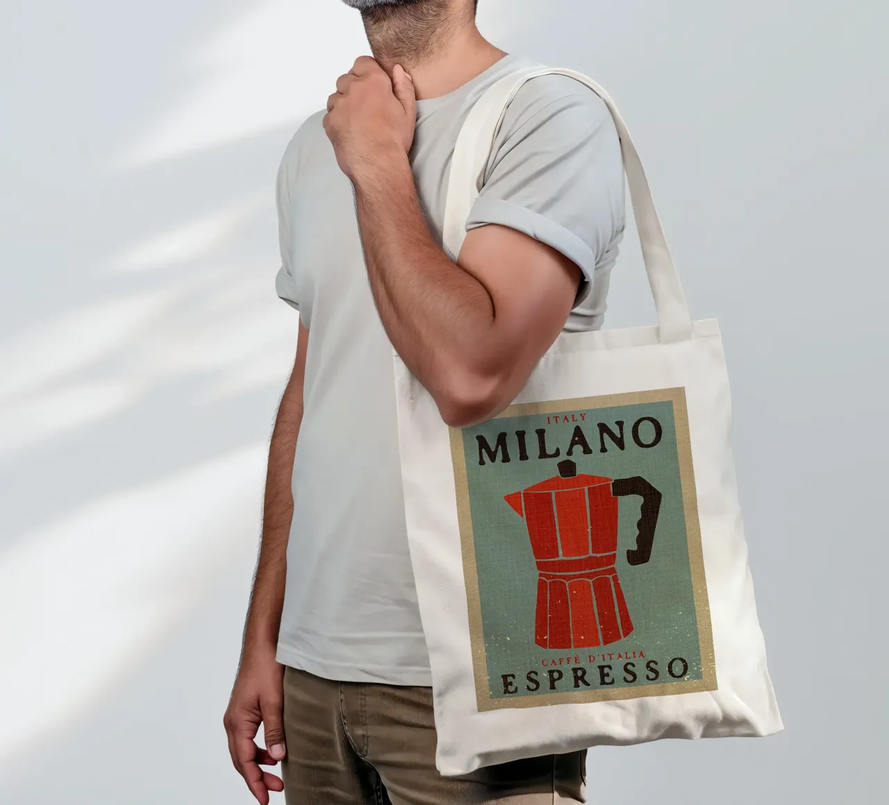 Milano Espresso Cafe borsa in juta da Providence Mbabazi Studio