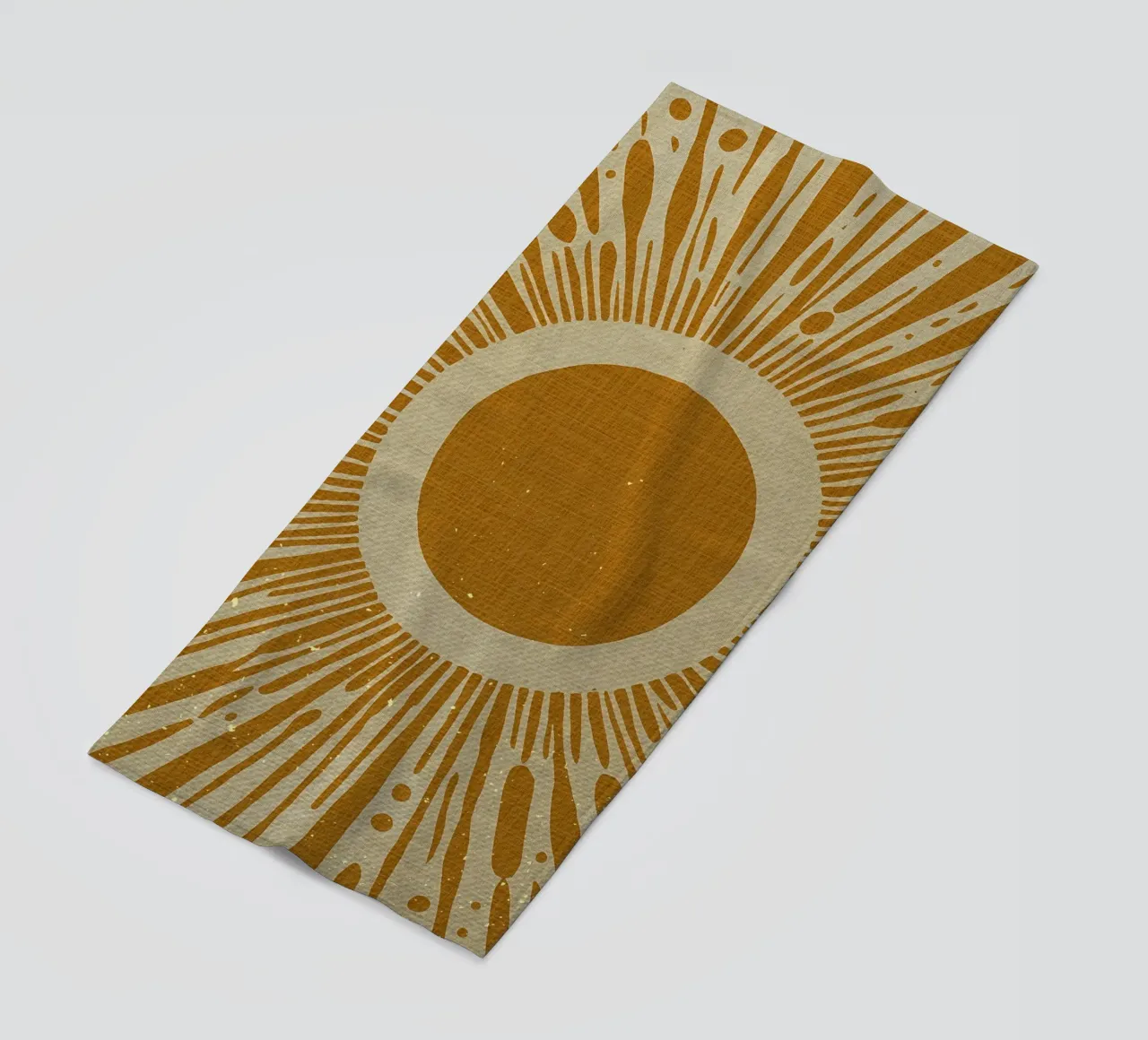 Mustard Yellow Sun beach towel by Providence Mbabazi Studio