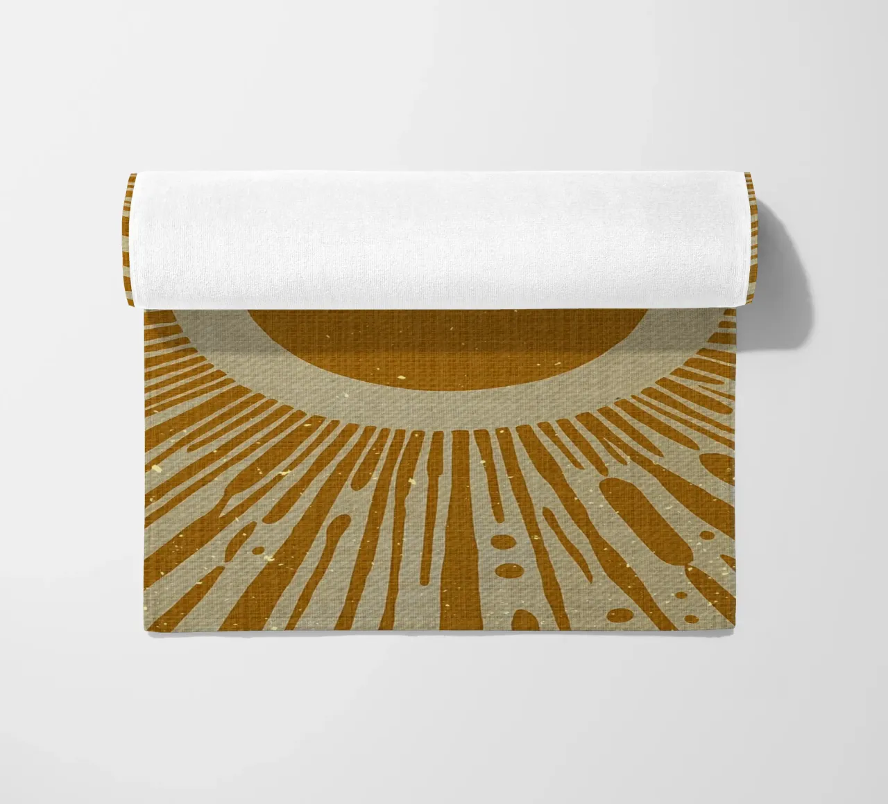 Mustard Yellow Sun beach towel by Providence Mbabazi Studio
