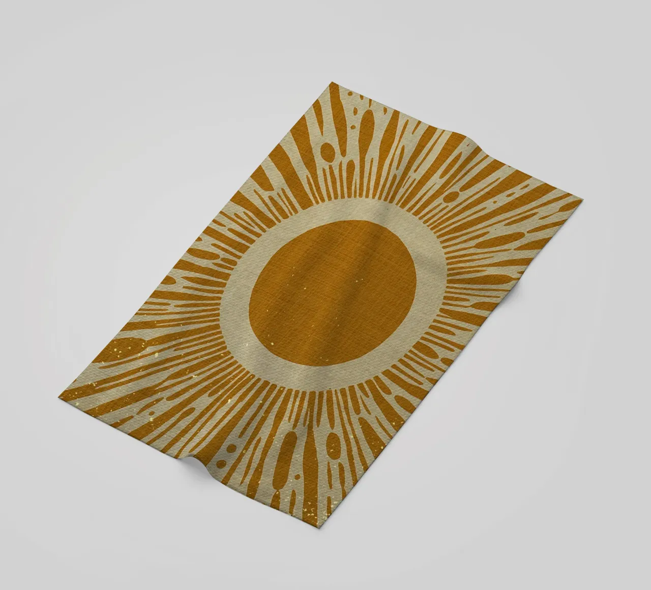 Mustard Yellow Sun beach towel by Providence Mbabazi Studio