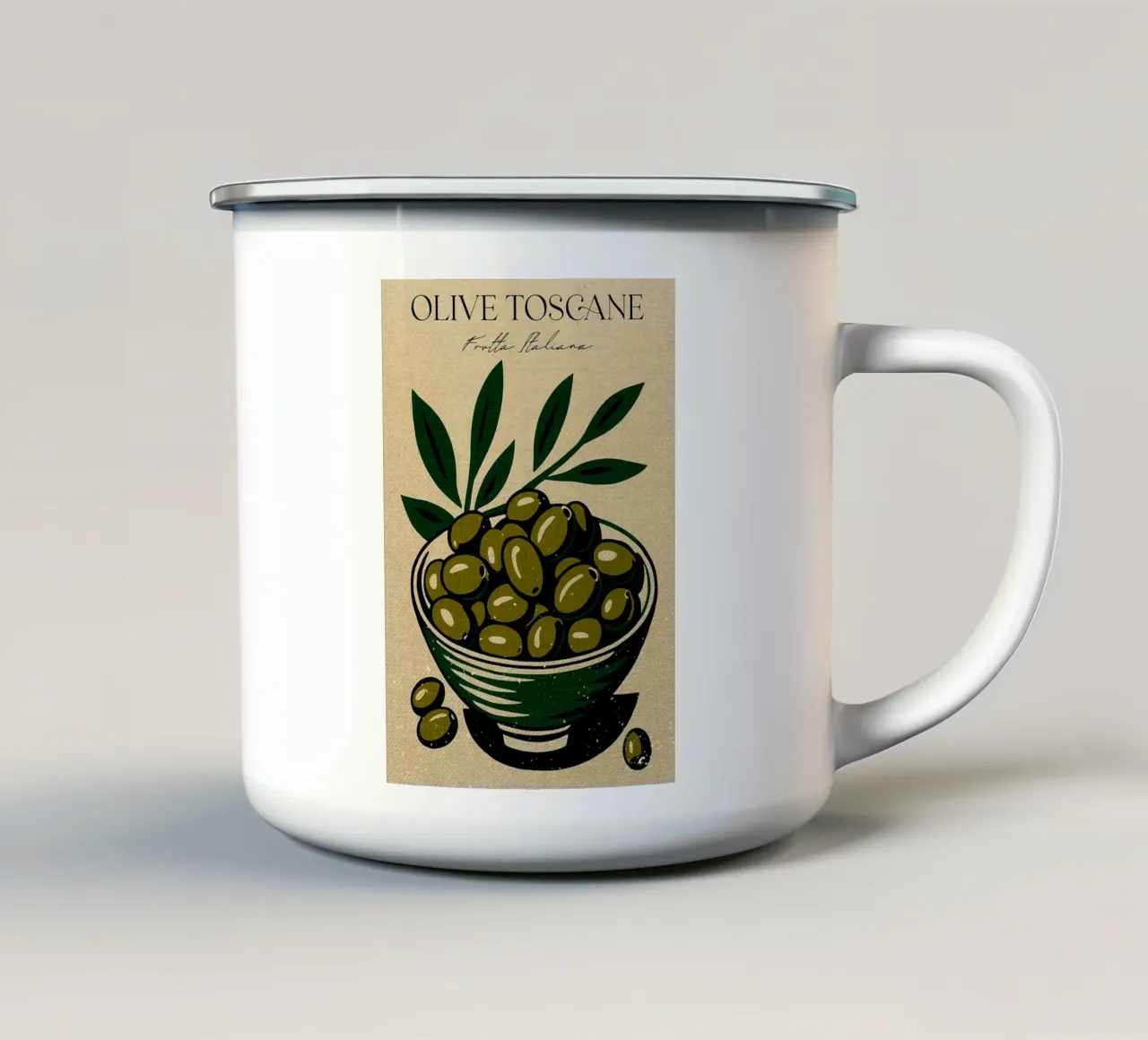 Olive Frutta Italiana tazza in smalto da Providence Mbabazi Studio