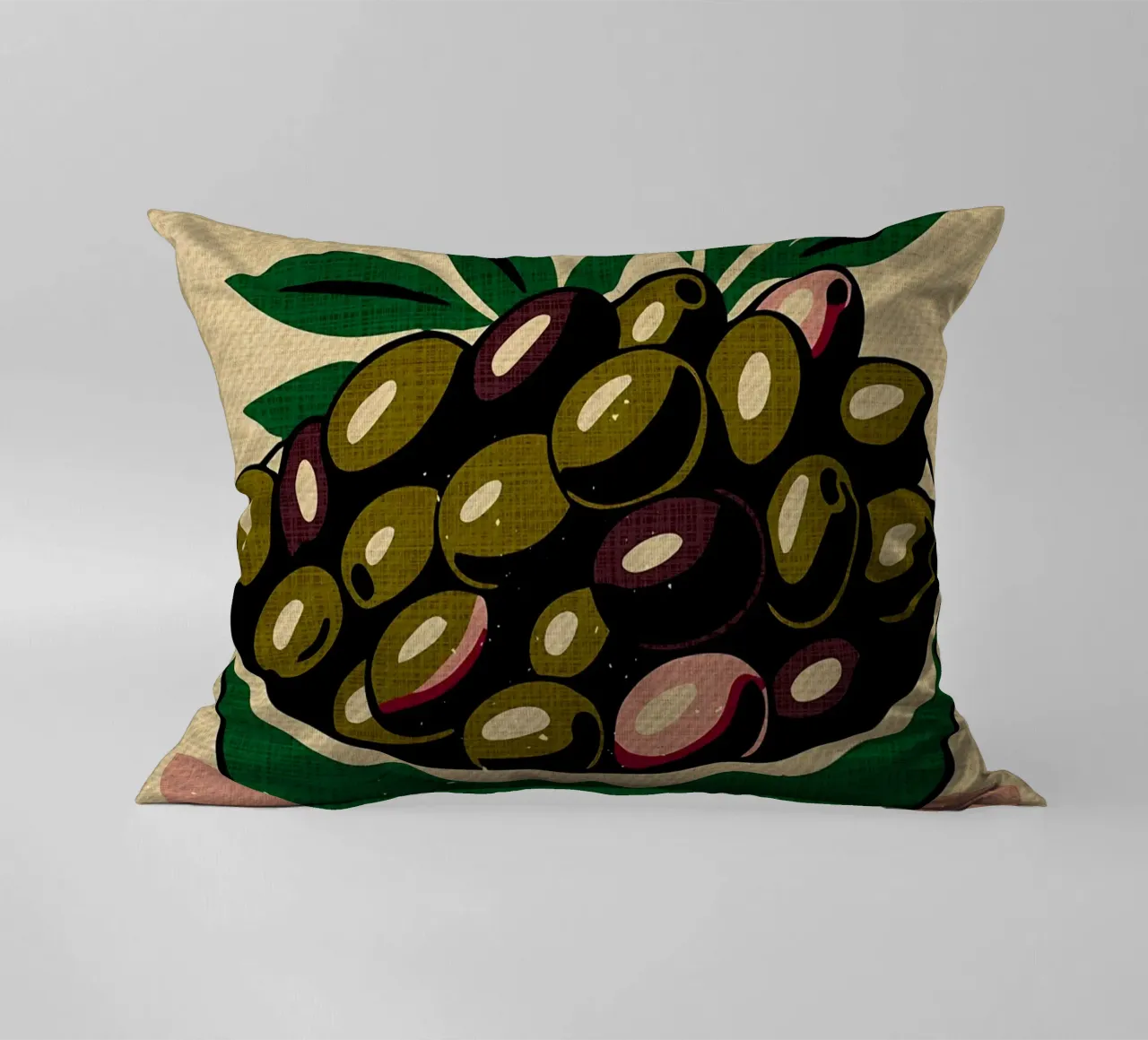 Italian Gold Tuscan Olives decorative cushion by Providence Mbabazi Studio