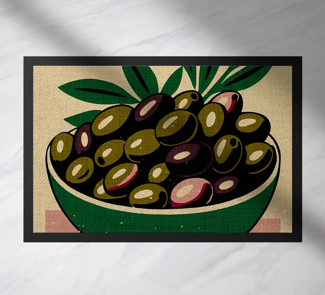 Italian Gold Tuscan Olives doormat by Providence Mbabazi Studio