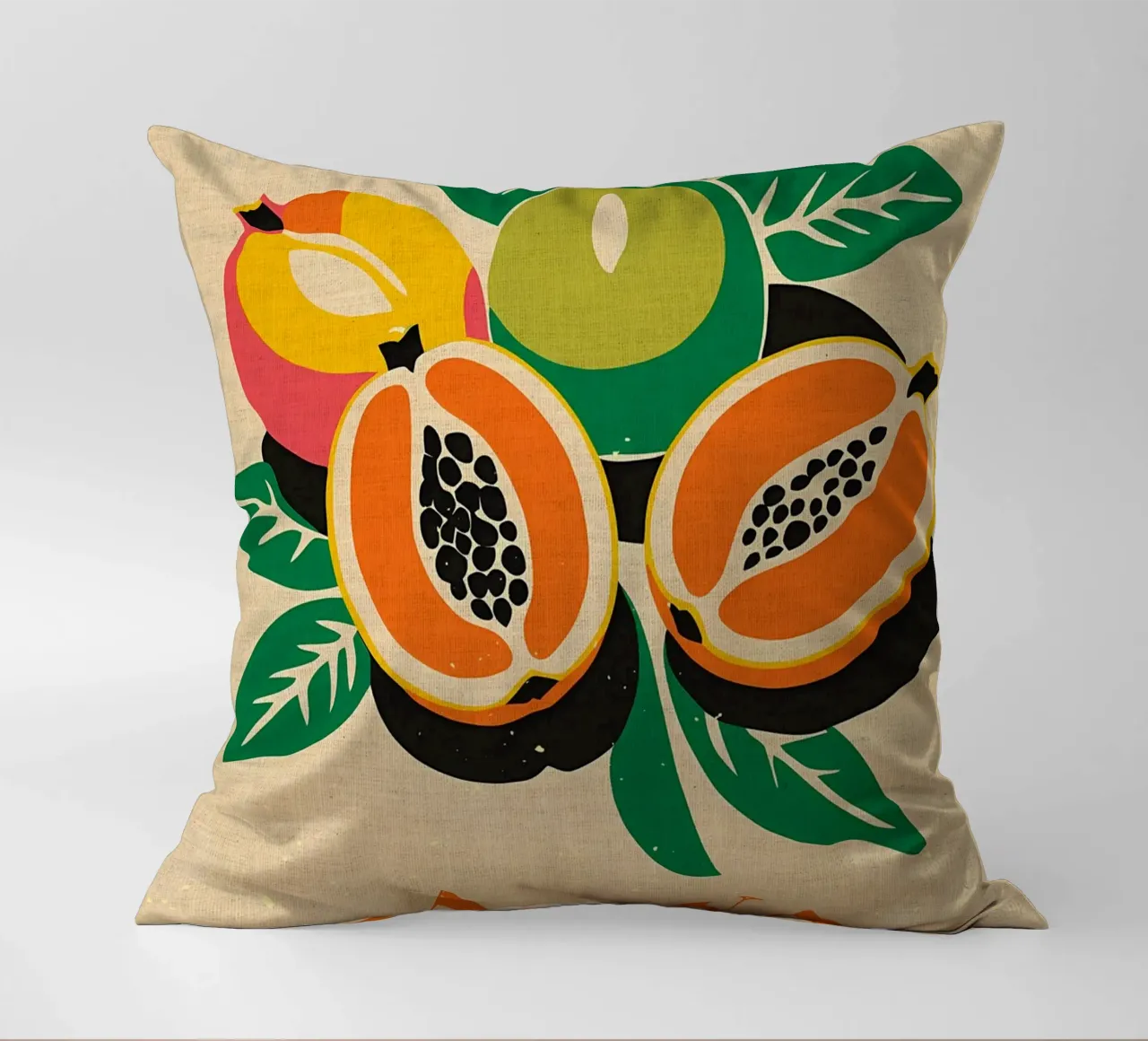 Papaya Dominican Republic decorative cushion by Providence Mbabazi Studio