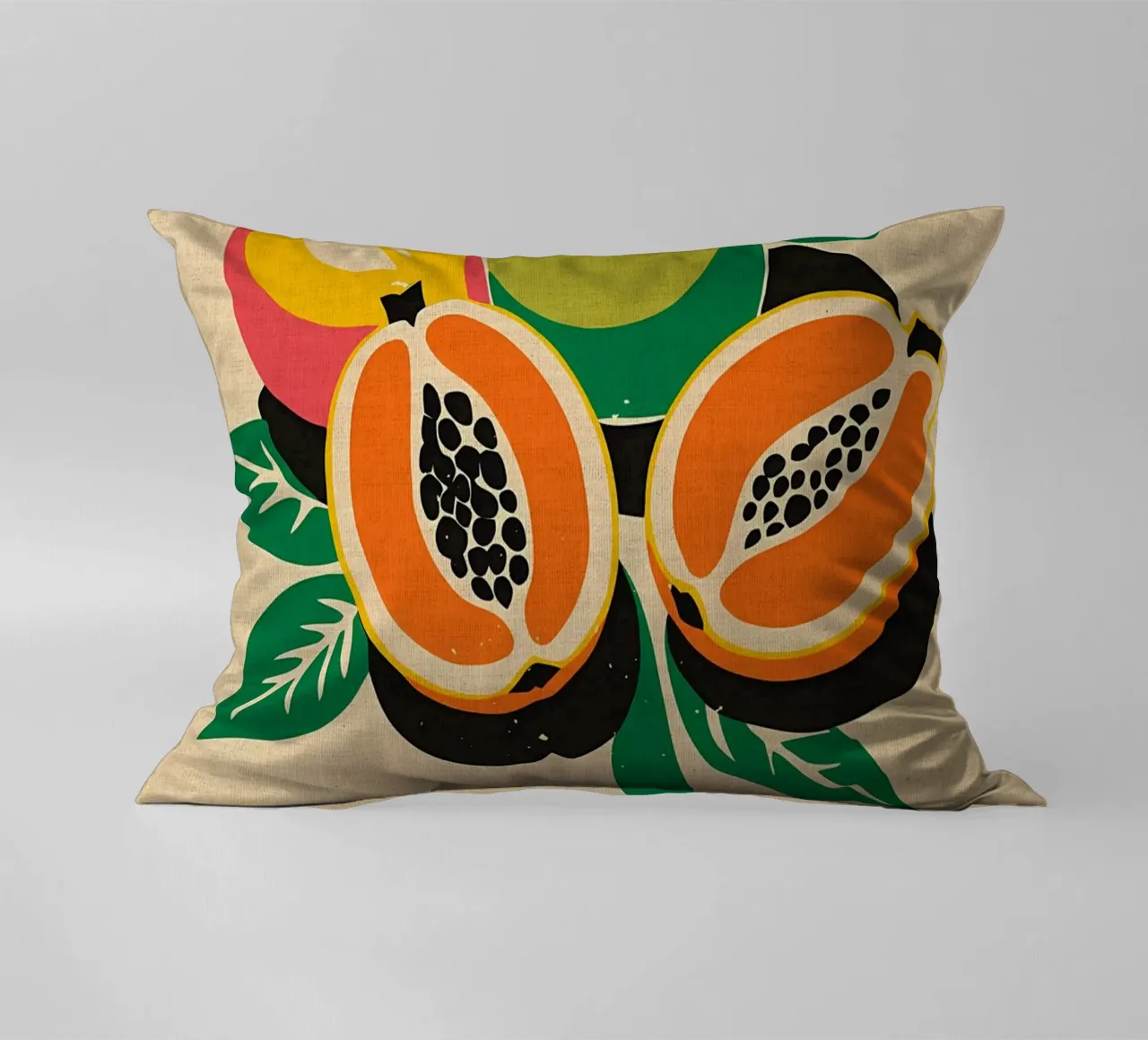 Papaya Dominican Republic decorative cushion by Providence Mbabazi Studio