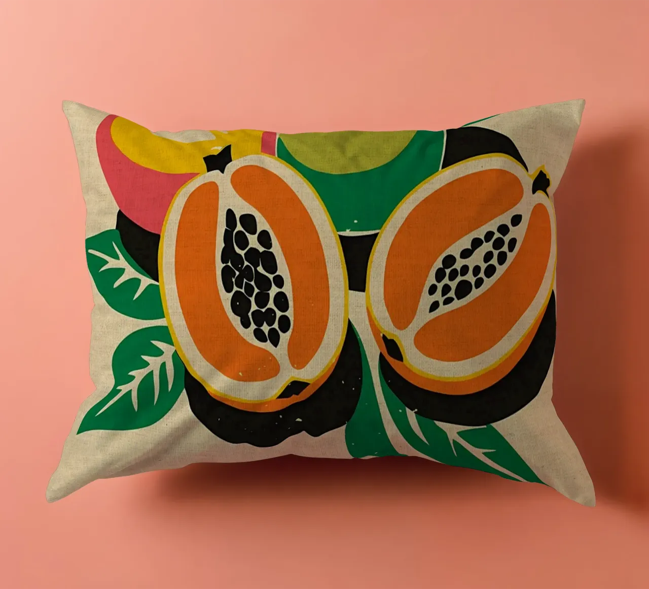 Papaya Dominican Republic decorative cushion by Providence Mbabazi Studio