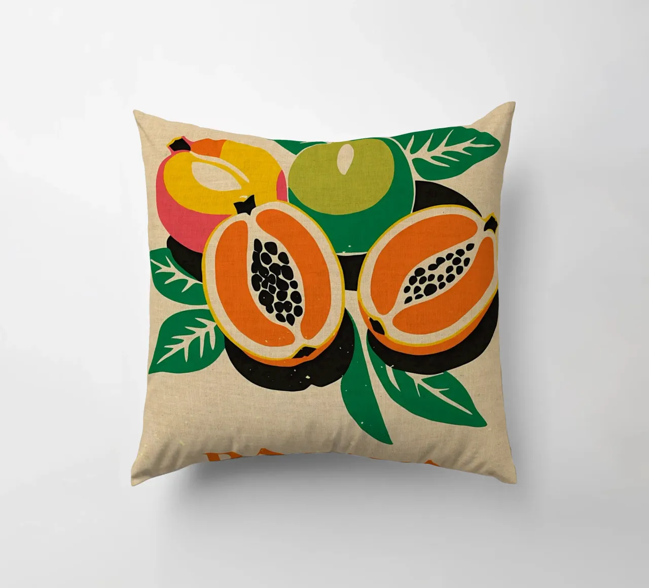 Papaya Dominican Republic decorative cushion by Providence Mbabazi Studio