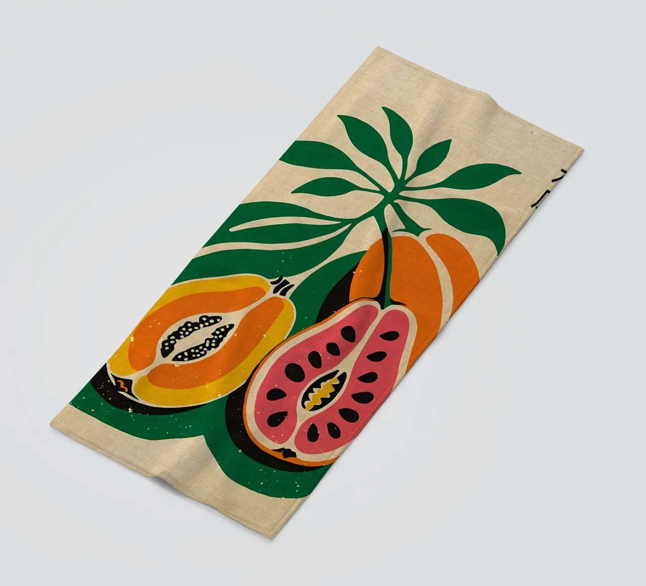Papaya Tropical Fruit beach towel by Providence Mbabazi Studio