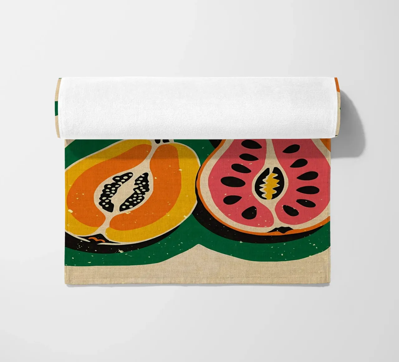 Papaya Tropical Fruit beach towel by Providence Mbabazi Studio