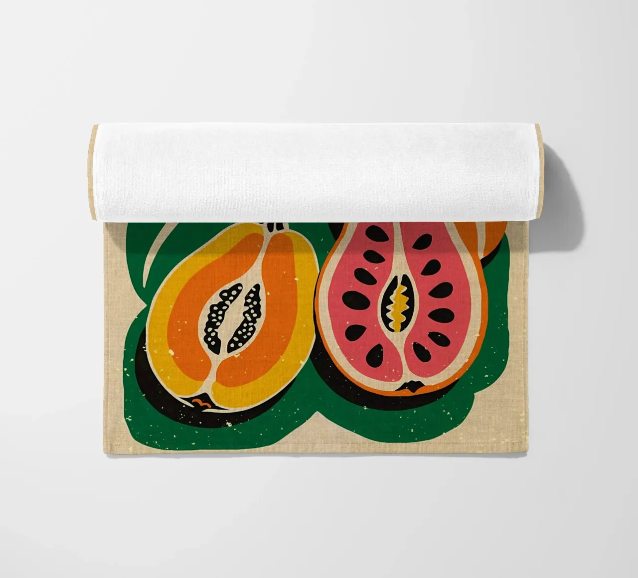 Papaya Tropical Fruit beach towel by Providence Mbabazi Studio