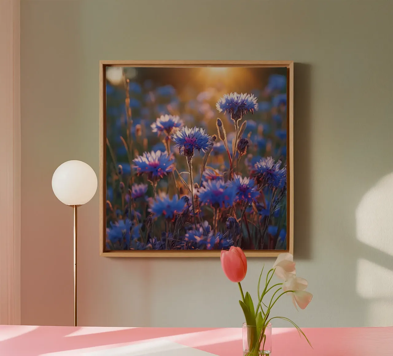 Fluisterweide canvas met Baklijst van Bold Blooms
