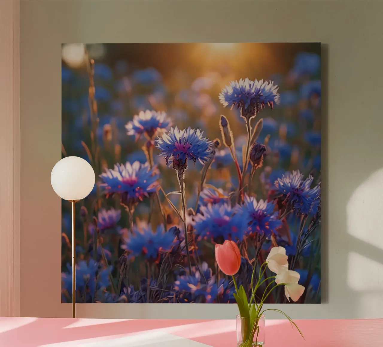 Fluisterweide canvas met Baklijst van Bold Blooms